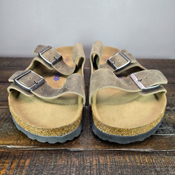 Birkenstock Arizona Mens Size 10 Regular Strap Slides Sandal Brown Leather EU 43 - Picture 3 of 11